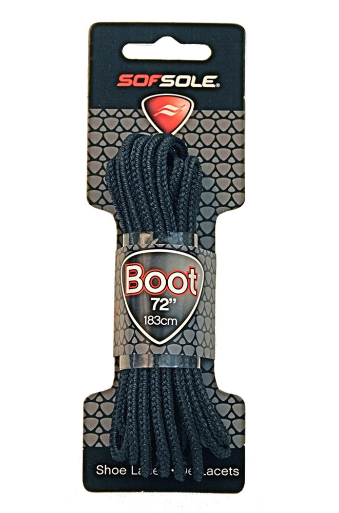 2 - SofSole Military Round Boot Lace Black 72" 2 Pack