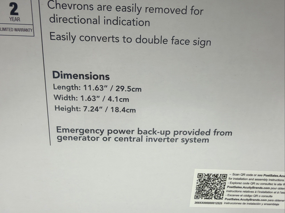 1 PC Lithonia Lighting EXRG EL M6 Thermoplastic LED Exit Light, Switchable Red/G