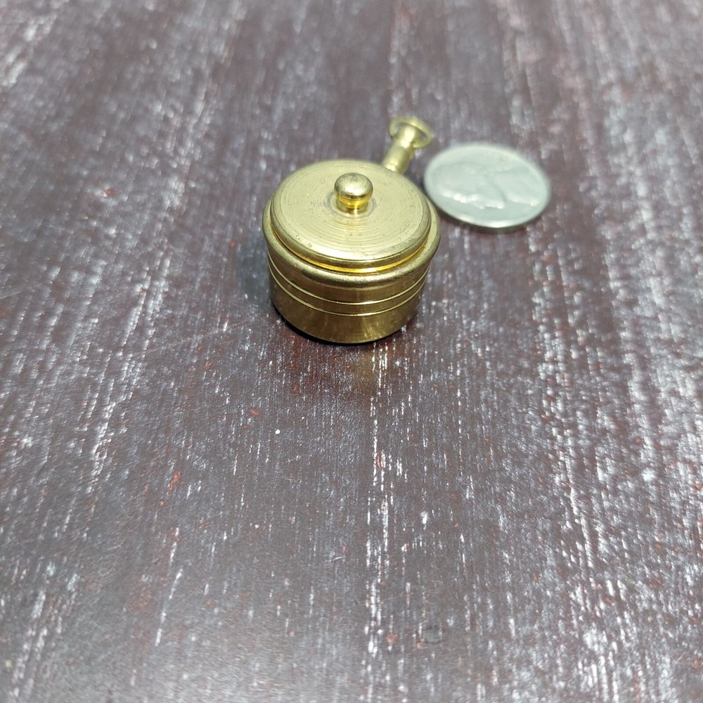 Miniature Solid Brass Pocket Cookware With Lid Made in Holland