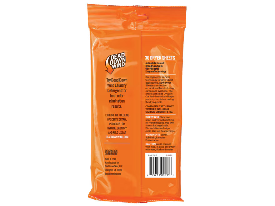 Dead Down Wind Scent Elimination Dryer Sheets 30PK