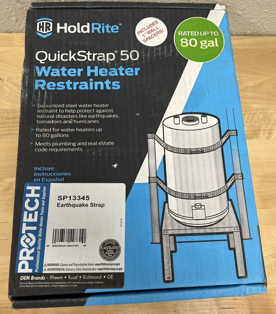 SP13345 Earthqake, Quick Strap 50 Water Heater, Rated up to 80 gallons