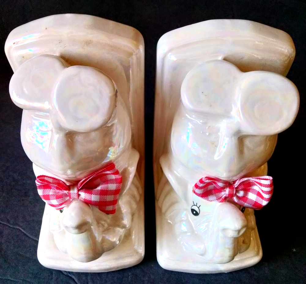 Lustreware Lusterware Ceramic Bookends Inverted Elephants