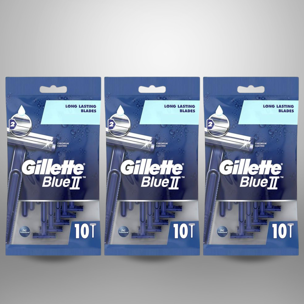 Gillette Blue 2 Disposable Razors with Chromium Coating - 10 Count (3-Pack)