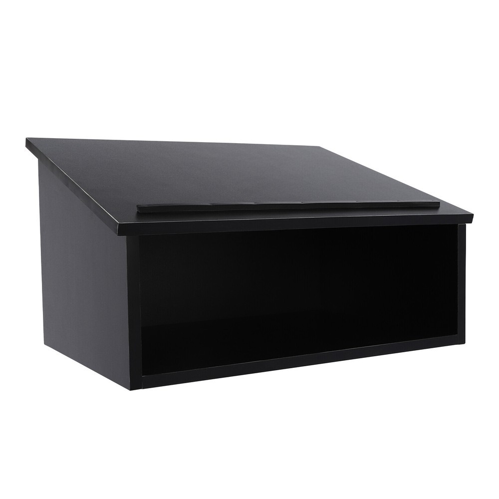 Black Tabletop Lectern with Storage for Classroom Presentations