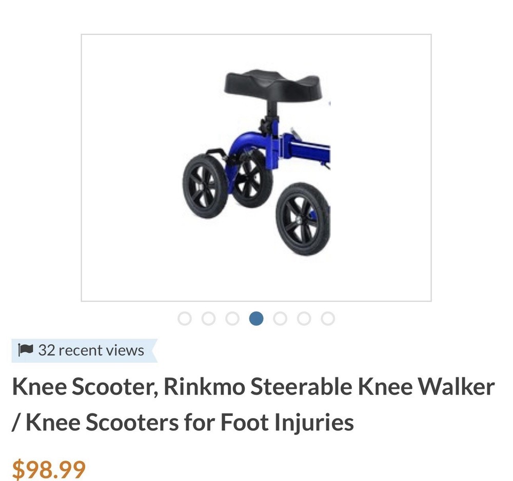RINKMO Knee Walker Scooter 9151 Steerable Foldable Blue