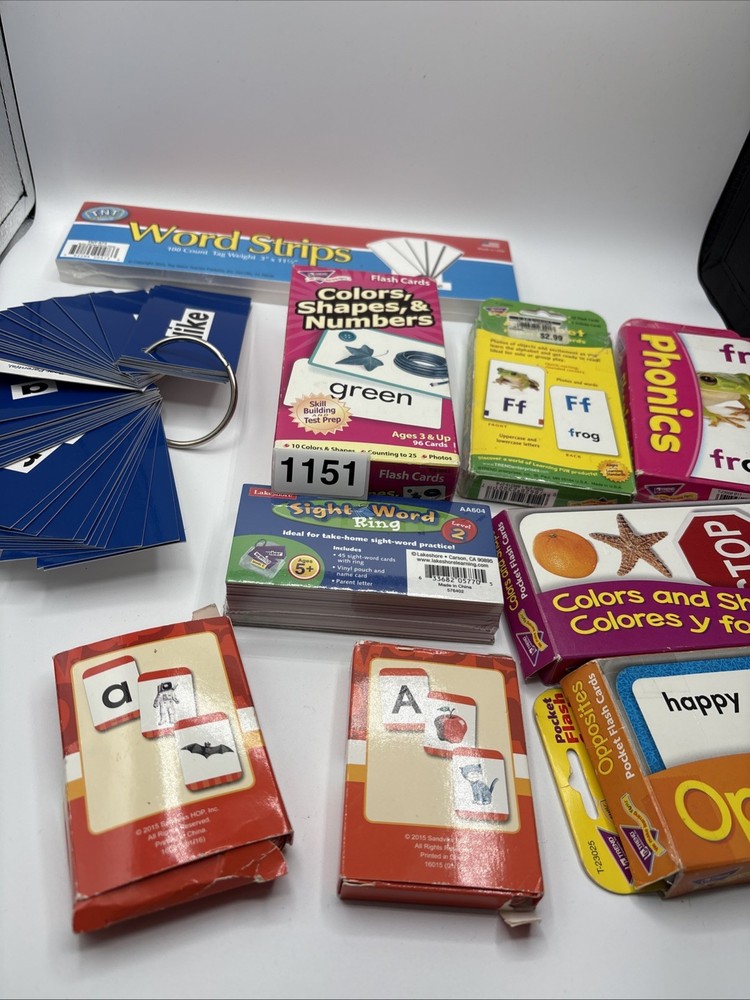 Various Math/Reading /sight Words Flash Cards & Word Strips Some Pre-owned