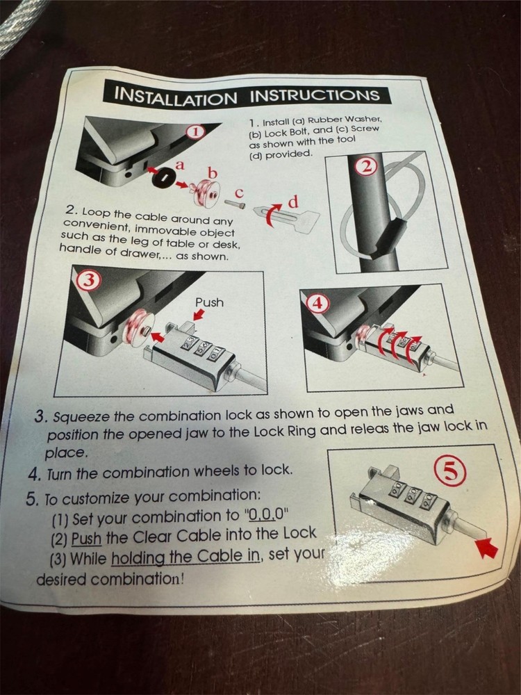 Computer & Laptop Combo Security Lock for K-Type Lock Systems
