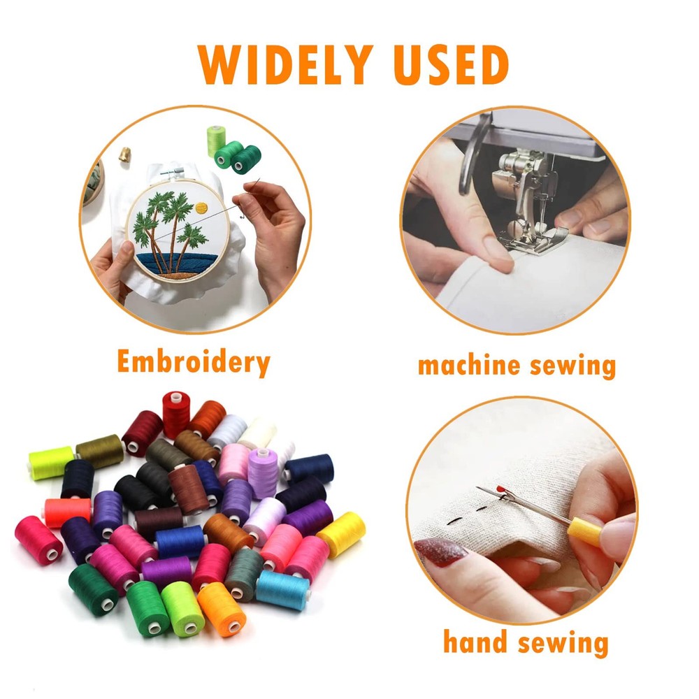 42 Spool 1000 Yards All Purpose Sewing Thread Assorted Polyester Sewing Machine