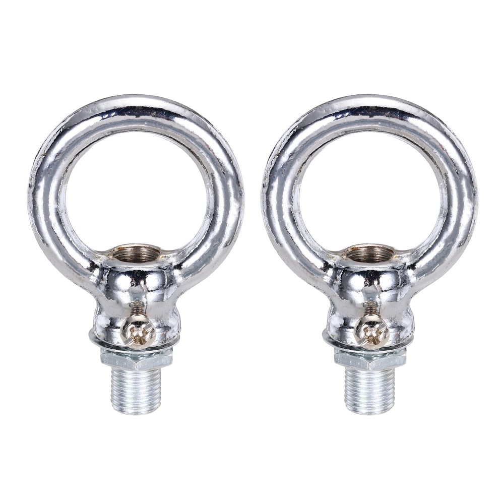 2 Set 8kg M10 1.5x2" Thread Lifting Eye Nut Holder Hook Ring Silver