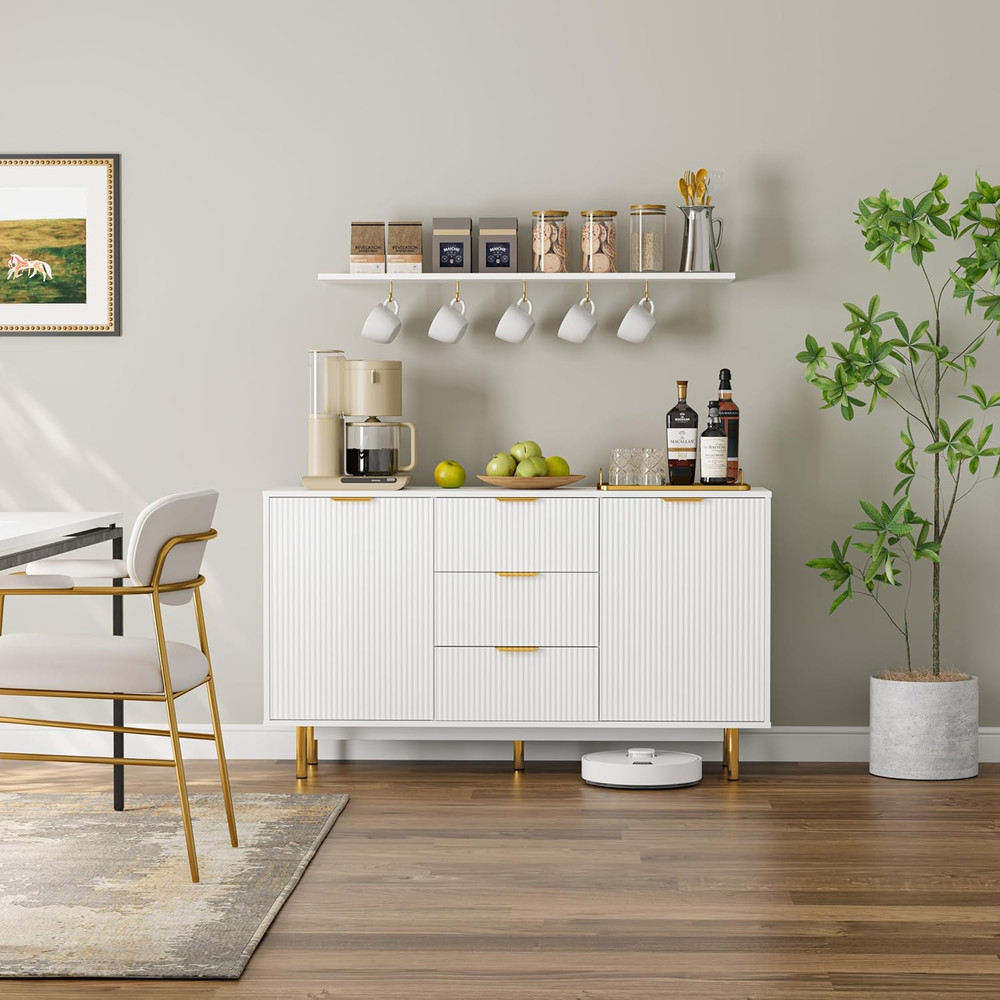 Modern 55" Sideboard Buffet Cabinet with Storage, White