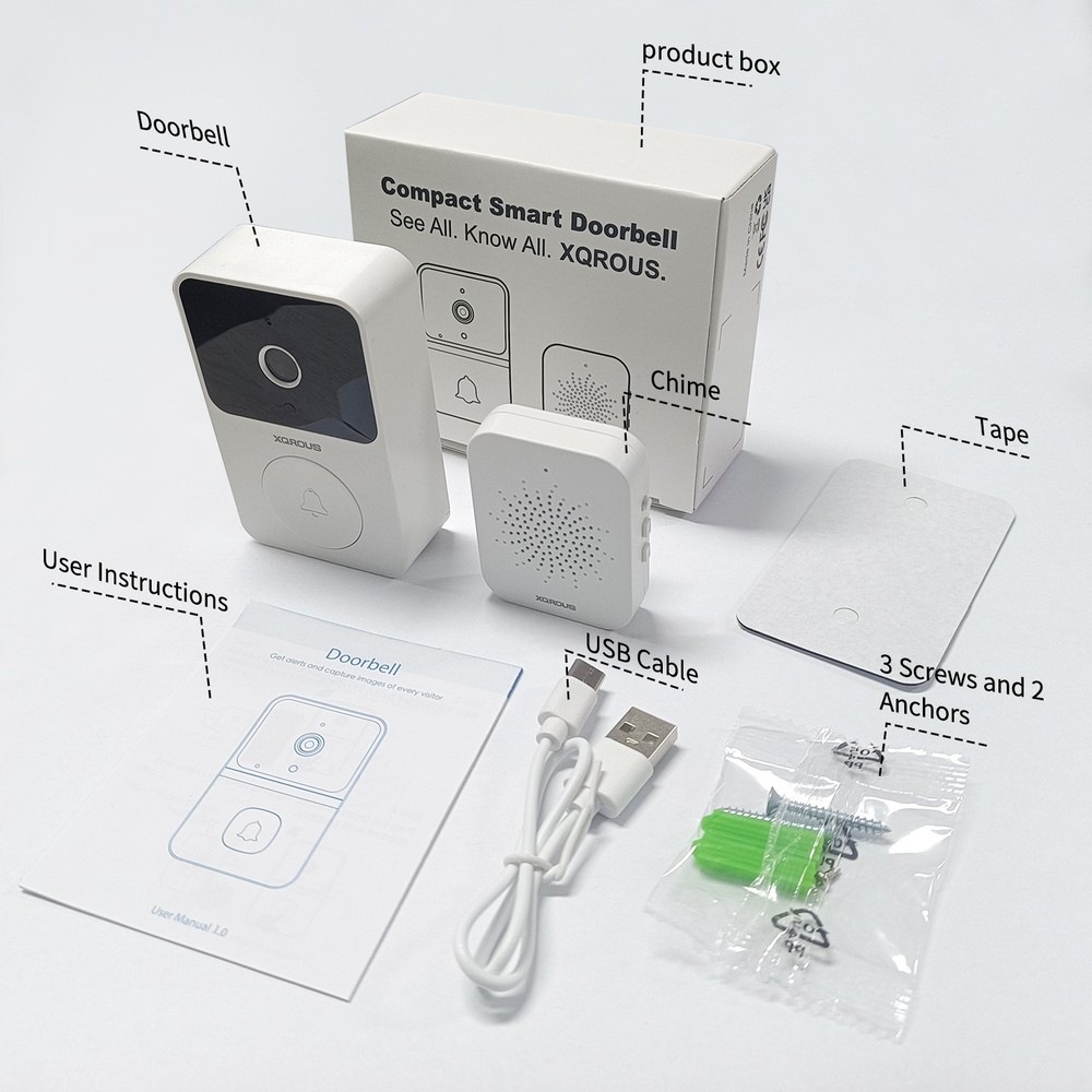 XQROUS Security Access Control Wireless Home Video Intercom Doorbell