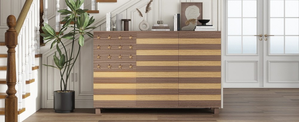 55" Buffet Sideboard w/3 Doors 2 Drawers, Kitchen Storage & Coffee Bar Console