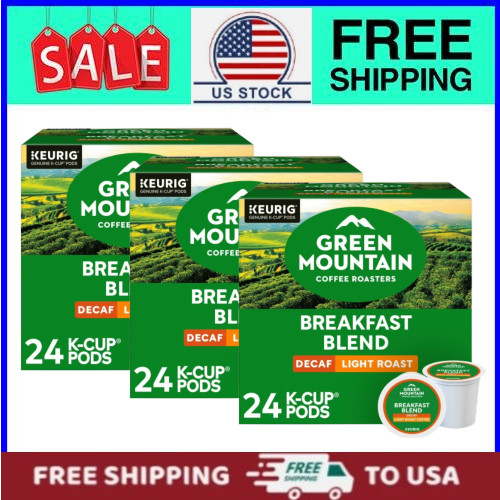 (3 pack) Green Mountain Coffee Roasters, Decaf Breakfast Blend Light Roast