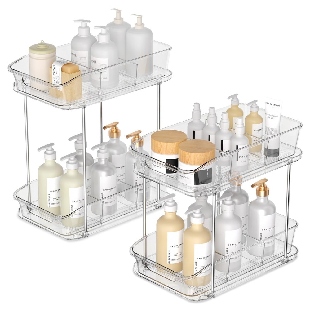 Incostar 2 Tier PullOut Organizer for Bathroom Kitchen, Under Sink Storage wi...