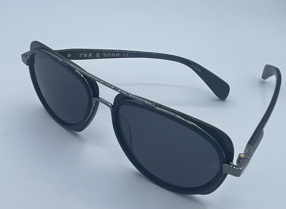 Rag & Bone Square Aviator 55mm Gradient Sunglasses | Black / Grey Lens | NEW