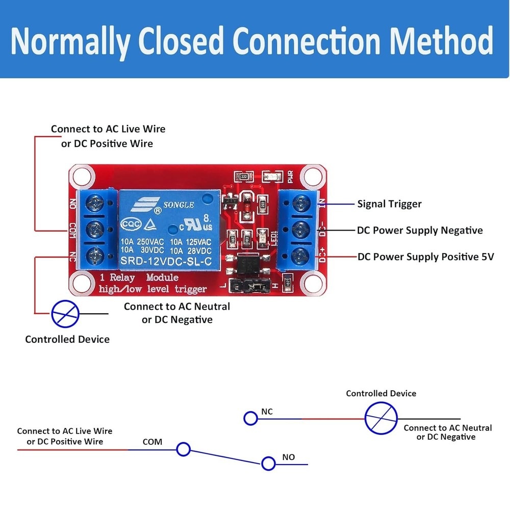 DC 5V Relay Module Set - Reliable 10A Current Rating for Electronics Projects