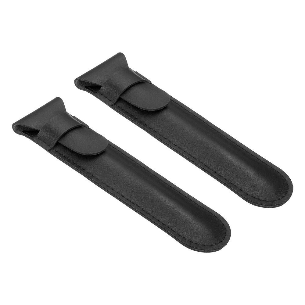 2Pcs Leather Pen Pouch Flip Single Pen Case Holder Black