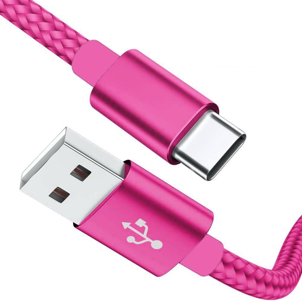 3-Pack USB to USB C Type C Fast Charging Data SYNC Charger Cable Cord 6FT Pink