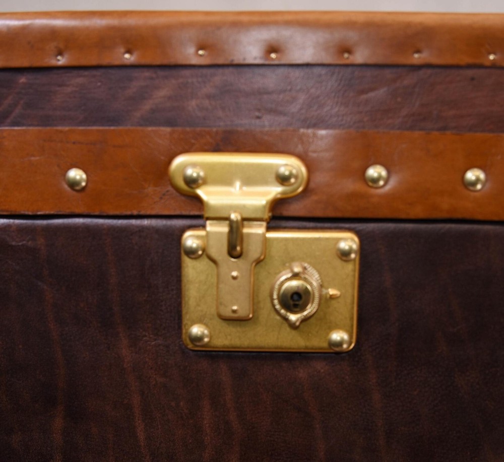 Single Steamer Trunk Box Leather Side Table