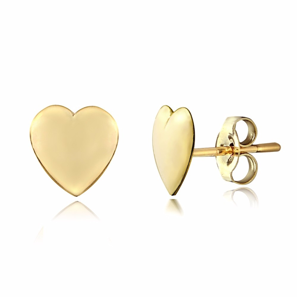 14K YELLOW GOLD HEART SHAPE STUD EARRING