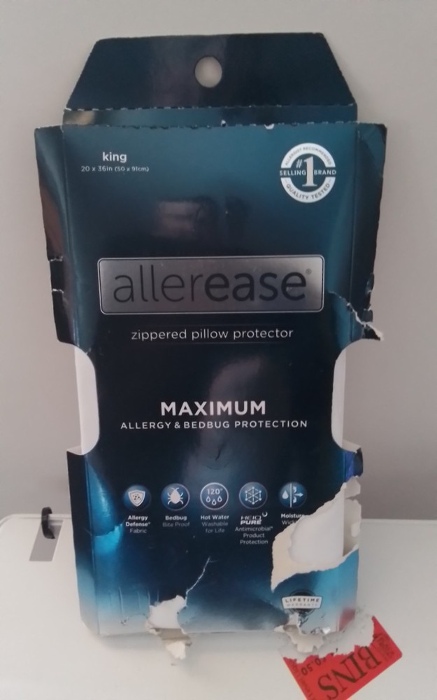 AllerEase Maximum Zippered Moisture Whicking Defense Pillow Protector B293