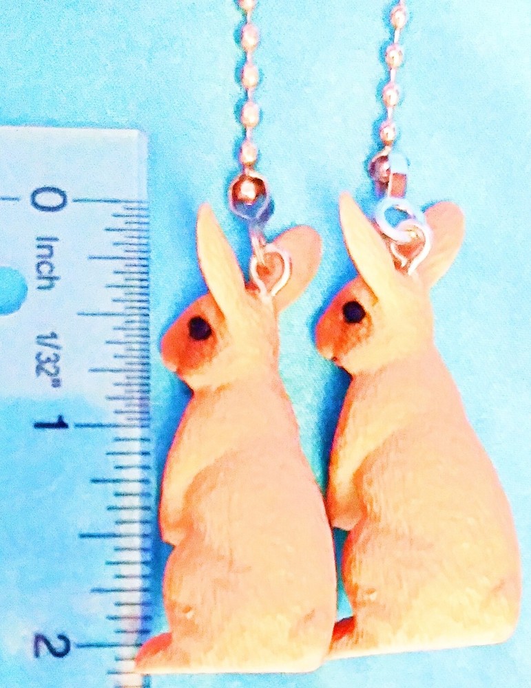 Set of Two ~ RABBIT Sitting Tan Bunny ~ Ceiling Fan Pulls