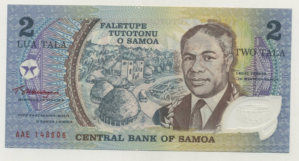 Samoa 2 Tala ND 1990  Pick 31.e UNC Uncirculated Banknote Serial AAE