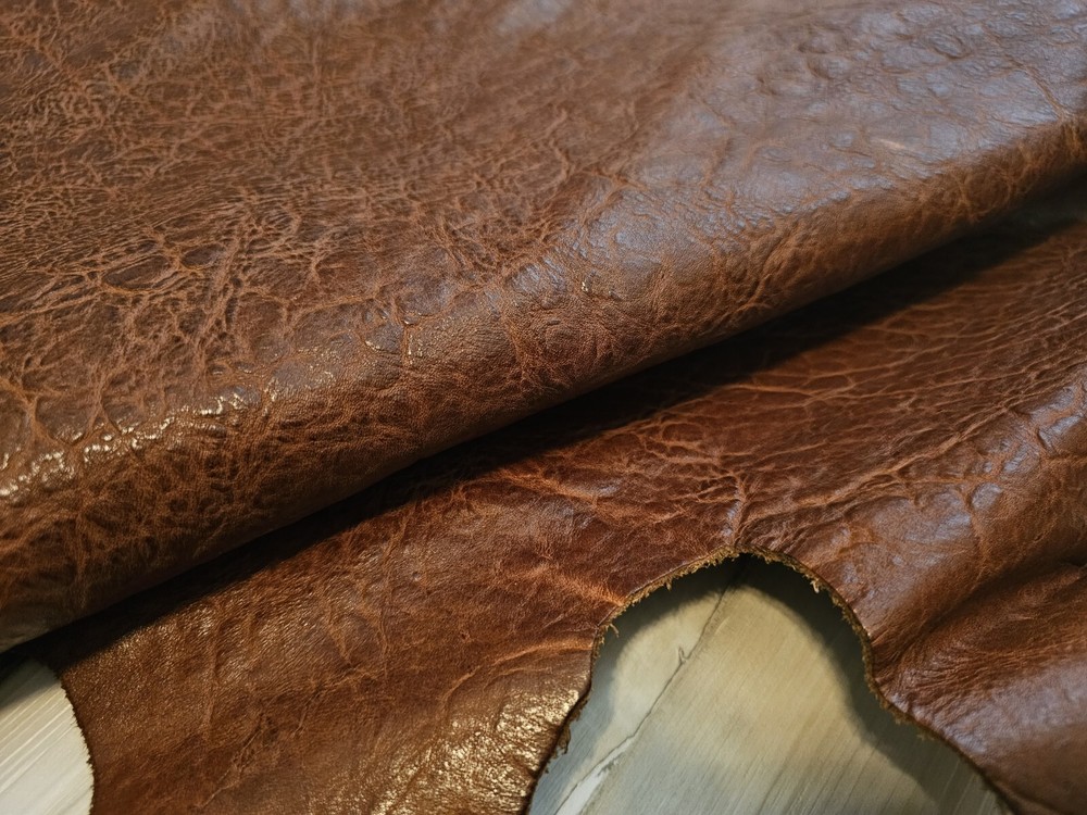 5-6oz VEG TAN MEDIUM BROWN FULL GRAIN SINGLE SHOULDER LEATHER HIDE SHEET,PANEL