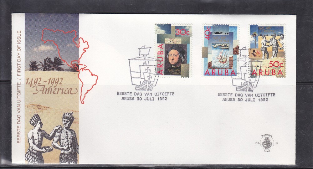 Arubu Issue FDC 1992 (40) Columbus