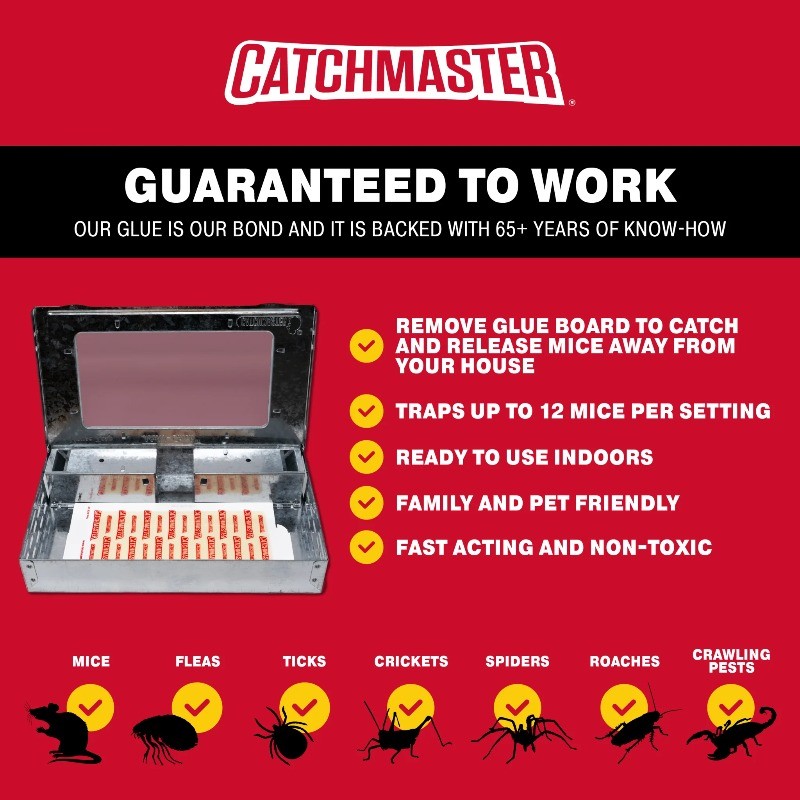 (2 pack) Catchmaster Reusable Pro Series Multi-Catch Mouse Trap,Free Glue Board