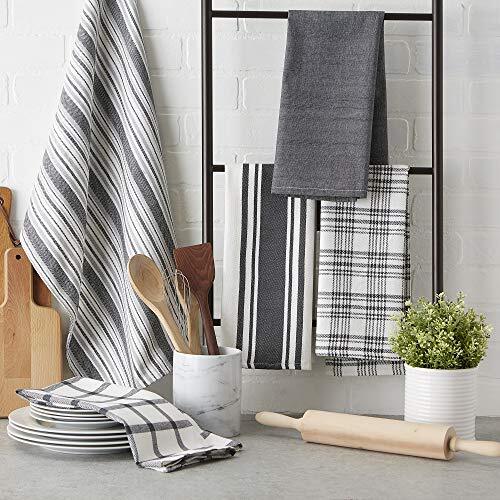 Assorted Woven, Kitchen Dishtowel Set, 18x28, 5 Piece Gray