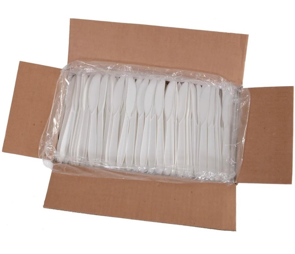 1,000 White Plastic Knives, Medium Weight Polypropylene