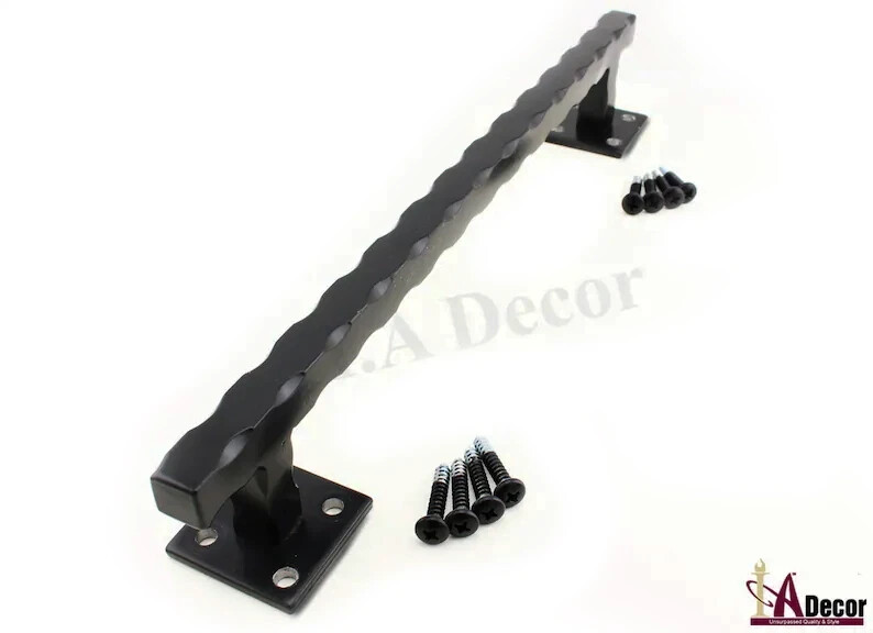 Black Barn Door Handle - Scalloped Barn Handle - Gate Handle - Bar Handle -Steel