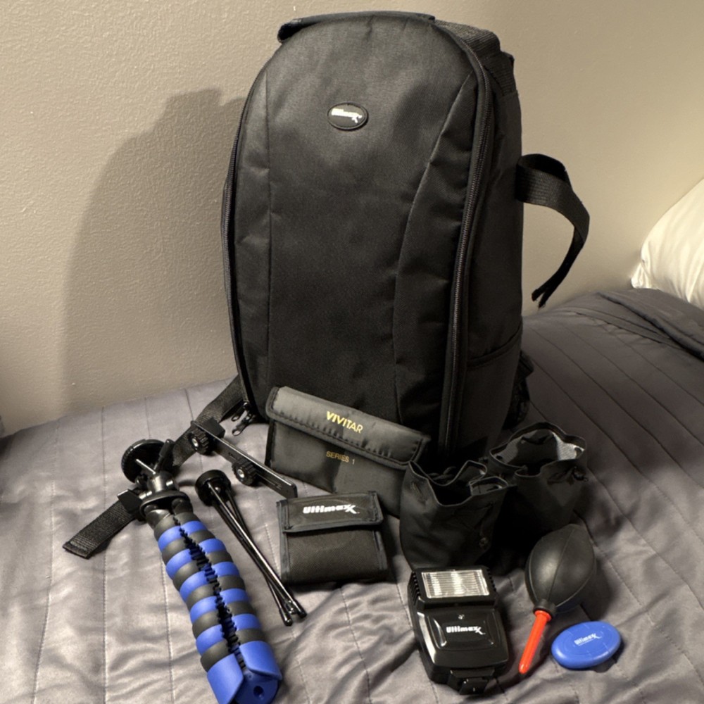 Ultimaxx Vivitar Camera Accessory Bundle Bag Filters Lenses Tripod Flash