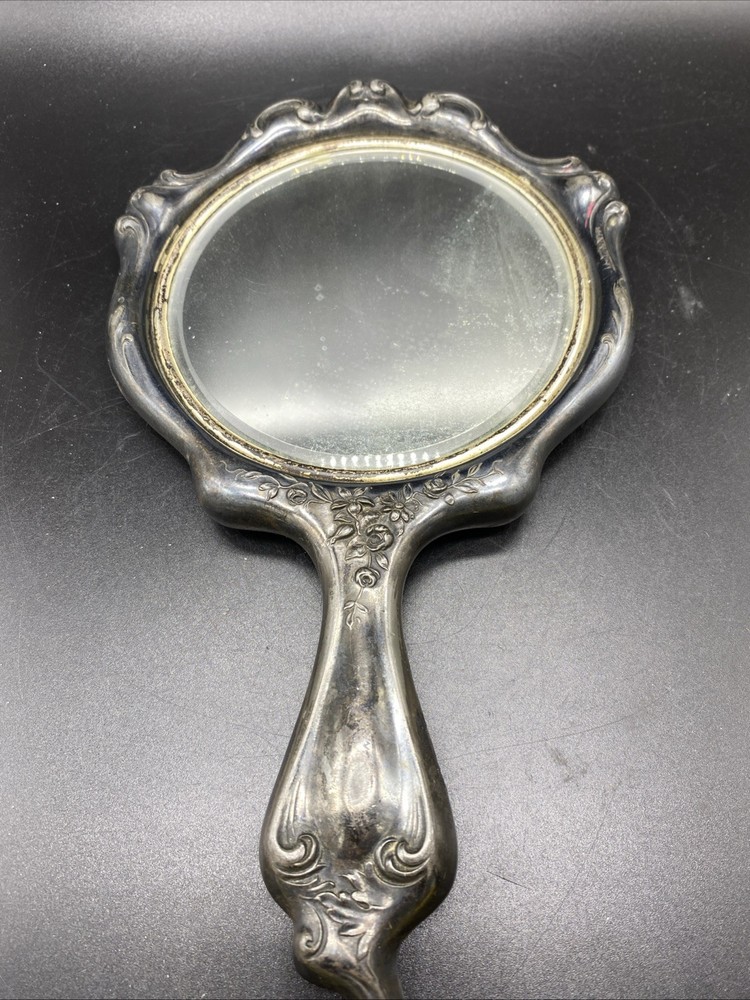 Victorian Silverplate Repousse Cherub Frame Vanity Mirror