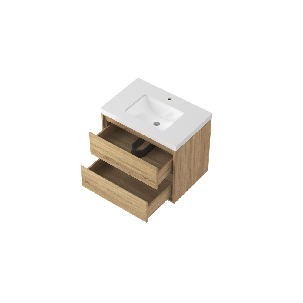 Wall Mount White Bathroom Vanity Cabinet with Sink & Storage