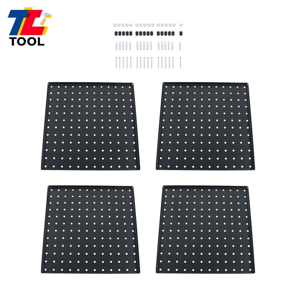 4 Pcs Black Metal Pegboards Peg Boards Wall Organizer Panel Storage Hanger Tool