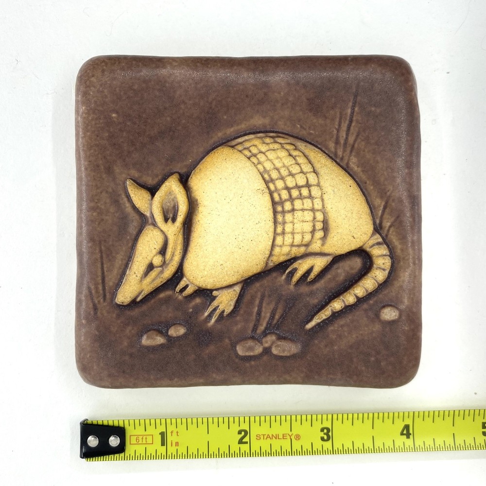 Armadillo 4x4" Ceramic Art Tile by Gretchen Kramp