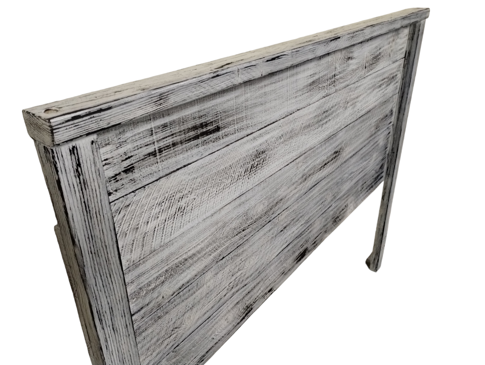 Queen Whitewash Distressed Handcrafted Solid Wood Headboard Made In US HBQWH