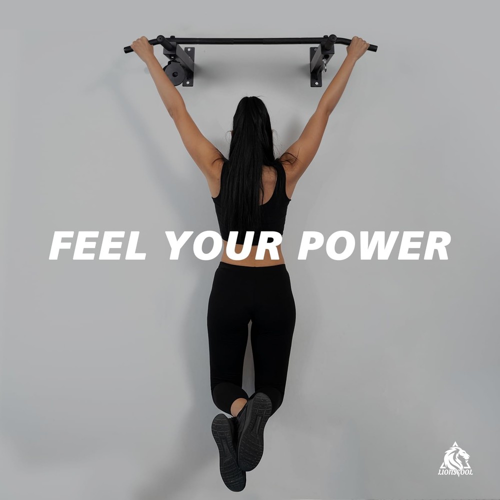 LIONSCOOL Multifunctional Wall Mounted Pull Up Bar with Pulley System (16"/24...