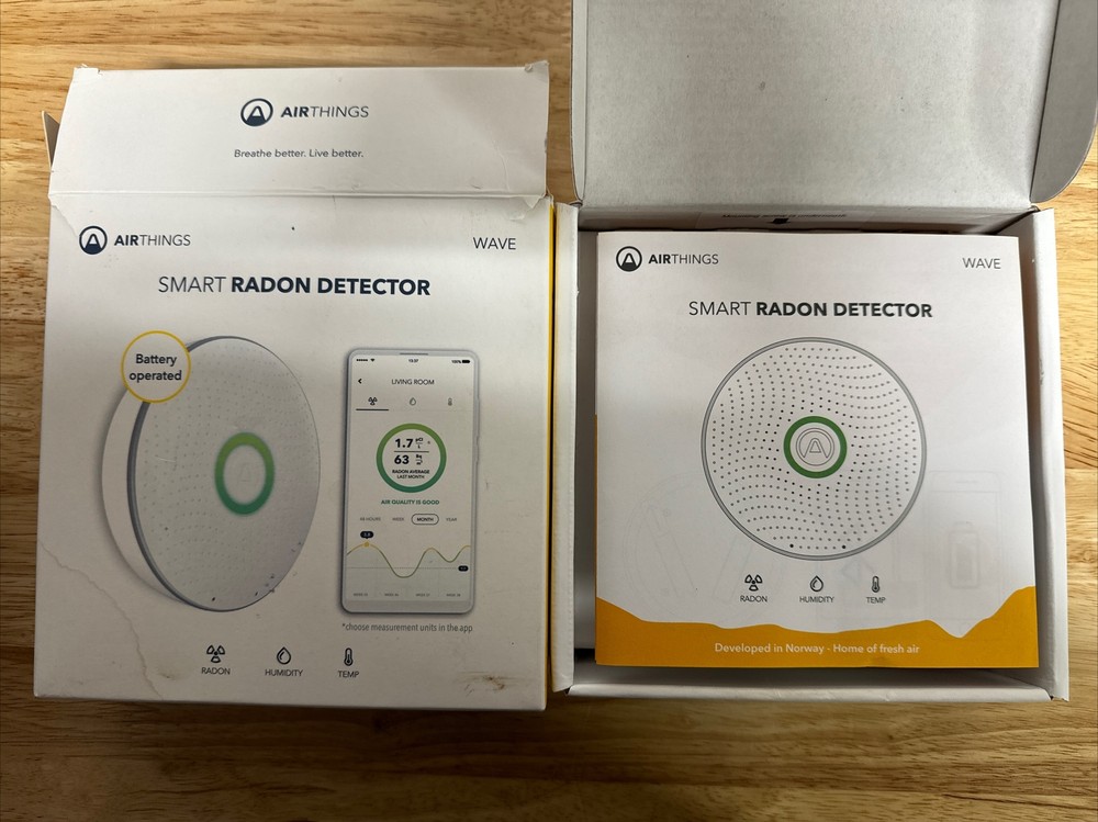 Airthings  Wave Radon 1st - Smart Radon Detector with Humidity & Temperature ...