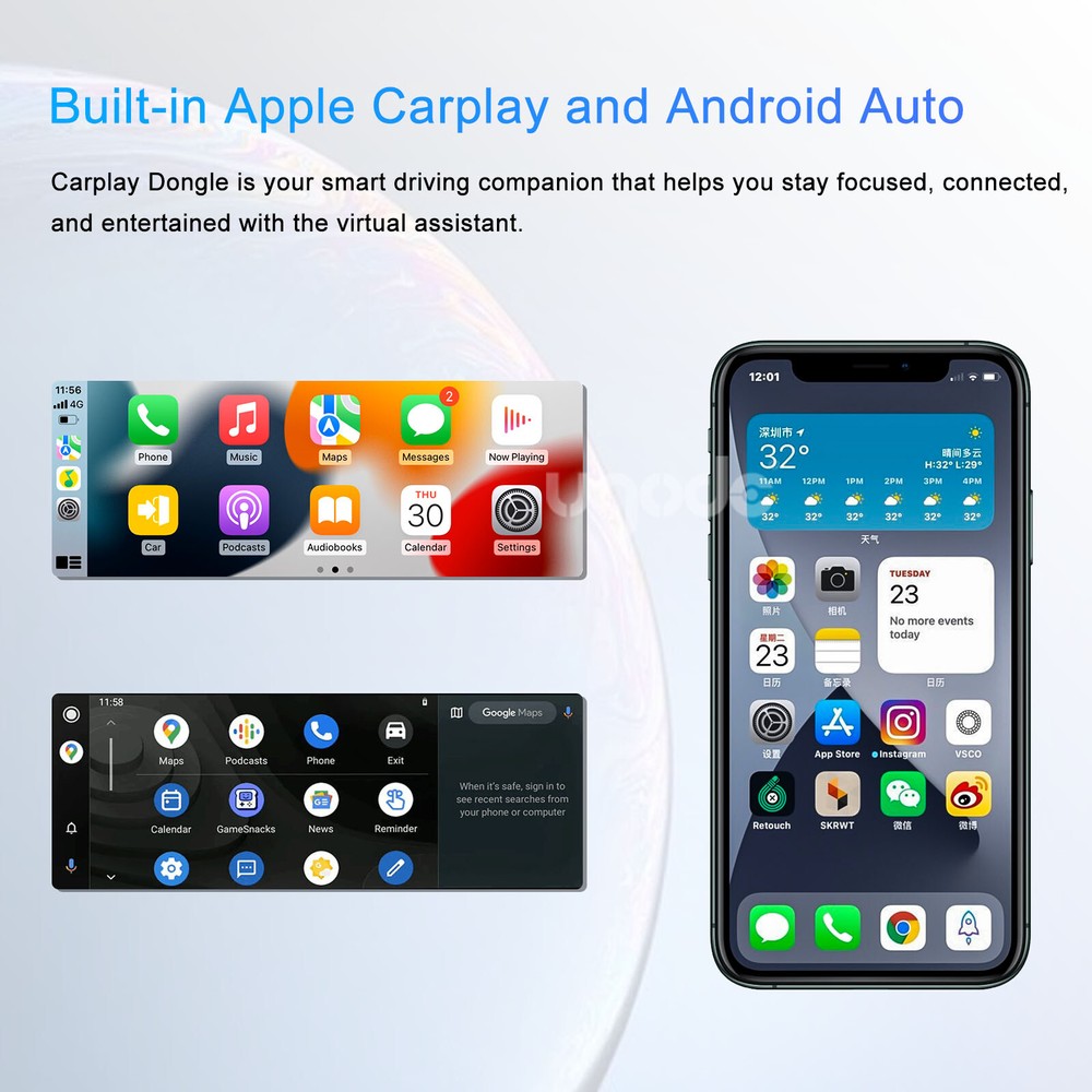 10.25" Android 13 Screen Carplay for BMW 3 Series E90 E91 E93 Car Stereo 128G