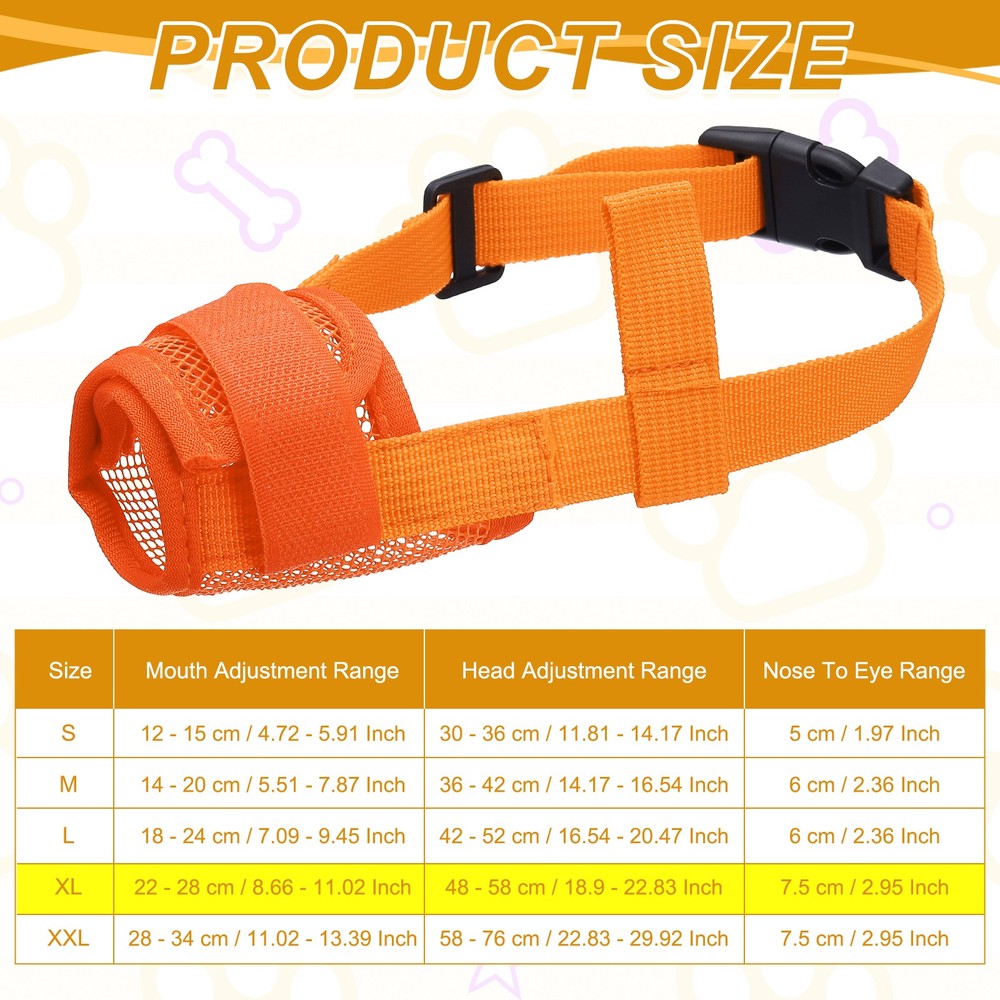 Dog Muzzle, Soft Mesh Muzzle Mouth Guard Cover(Orange, XL)