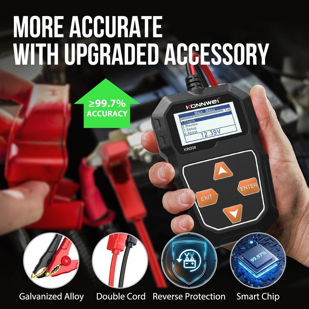 Durable 12V Cranking and Charging Tester with Multi-Language Support - Versatile