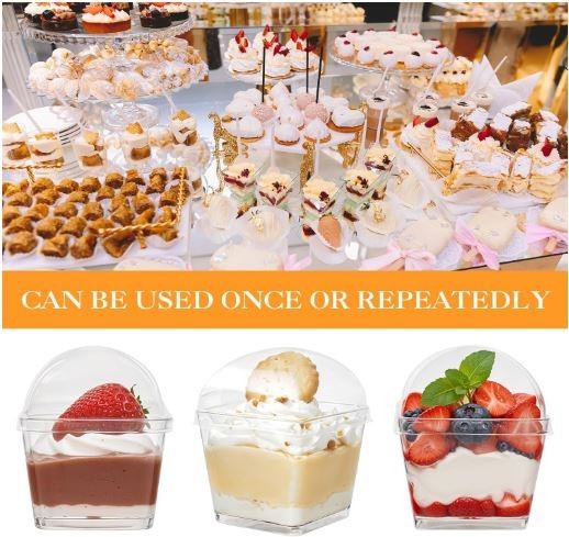 Plastic 3 oz Mini DESSERT CUPS Disposable TABLEWARE Party Wedding Buffet