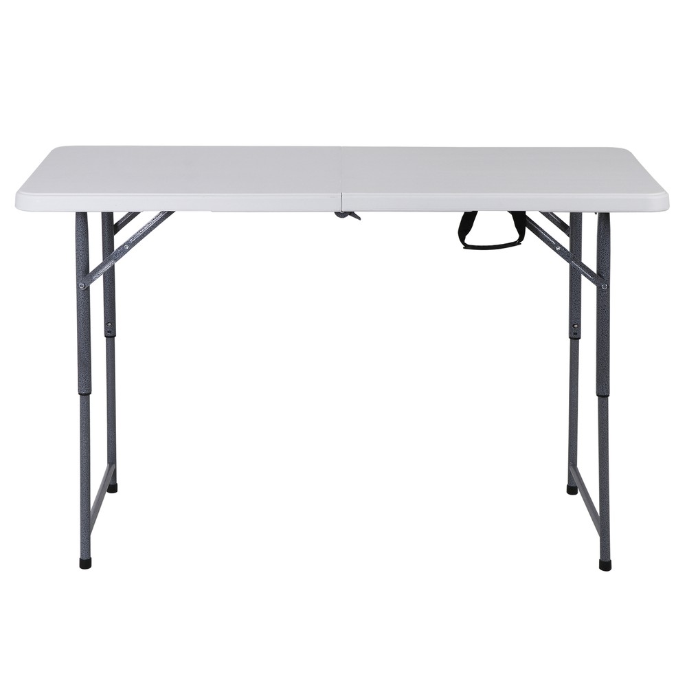 4ft Folding Table Foldable Legs & Adjustable Height Utility Camping Table White
