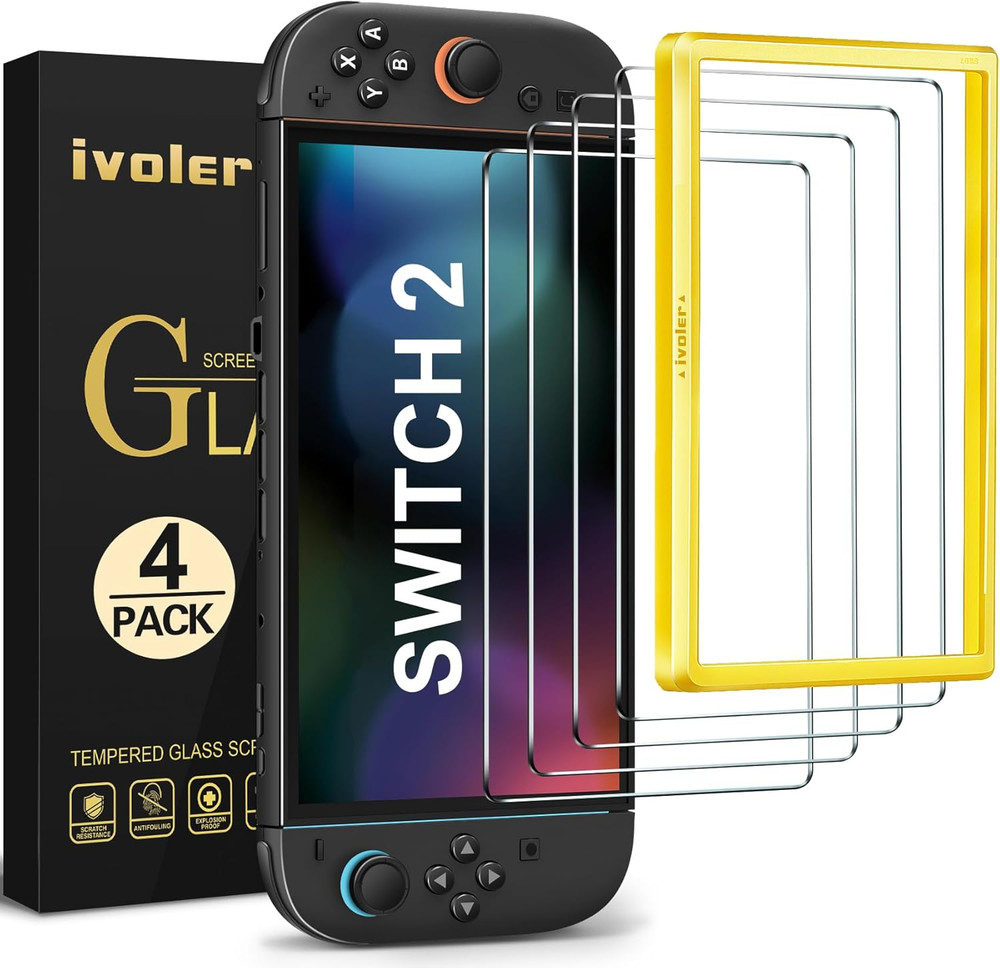 Ivoler 4-Pack Tempered Glass Screen Protector for Nintendo Switch 2 2025