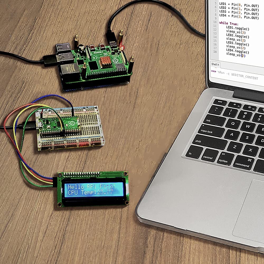 Basic Starter Kit for Raspberry Pi Pico, with Breadboard, I2C 1602 LCD Displa...
