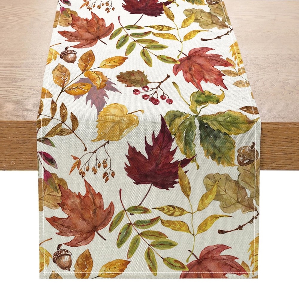 Fall Decorations for Home,Fall Maple Leaves Table Runner, Thanksgiving Watercolo