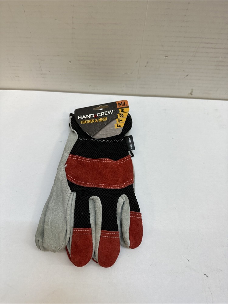 HandCrew Cowhide Leather & Mesh Construction Work Gloves Medium / Large/NEW